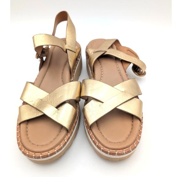 Söfft Ruthie Ankle Strap Platform Wedge Sandals Women's Gold Size US9.5M EU40 - Picture 2 of 10